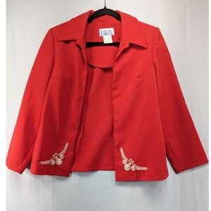 BFA Classics Red Embroidered Jacket‎ Piece Women's Size 10P